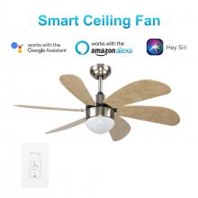  VWGS-386E-L11-SE-1 - Metanoia 38-inch Indoor Smart Ceiling Fan with Light Kit & Wall Control, Works with Google Assistant