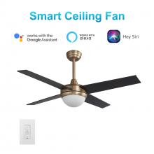  VWGS-524C-L11-G2-1 - Neva 52-inch Smart Ceiling Fan with wall control, Light Kit Included, Works with Google Assistant, A