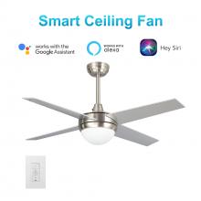  VWGS-524C-L11-SC-1 - Neva 52-inch Smart Ceiling Fan with wall control, Light Kit Included, Works with Google Assistant, A