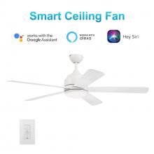  VWGS-525A2-L11-WN-1 - Simoy 52-inch Indoor Smart Ceiling Fan with LED Light Kit and Wall Control, Works with Google Assist