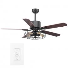  WGS-525D-L12-B5-1 - Heritage 52-inch Indoor Smart Ceiling Fan with Light Kit & Wall Control, Works with A