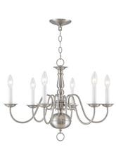  5006-91 - 6 Light Brushed Nickel Chandelier