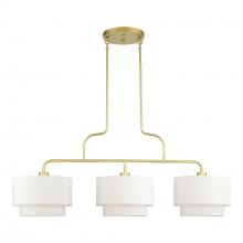  50303-33 - 3 LT Soft Gold Extra Large Linear Chandelier with Hand Crafted Off-White Color Fabric Hardback Shade