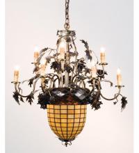  12753 - 28.5"W Greenbriar Oak 9 Arm Chandelier