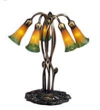  14893 - 17" High Amber/Green Tiffany Pond Lily 5 LT Accent Lamp