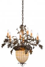  158685 - 28" Wide Greenbriar Oak 9 Arm Chandelier