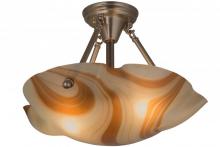 Meyda Blue 163440 - 17.5" Wide Metro Fusion Cognac Swirl Semi-Flushmount