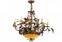  165485 - 34" Wide Greenbriar Oak 9 Light Chandelier