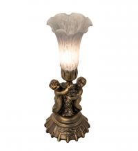  225848 - 13" High Gray Tiffany Pond Lily Twin Cherub Accent Lamp