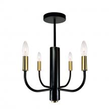  AC10624VB - Verona 4 Light Semi Flushmount Vintage Brass & Black