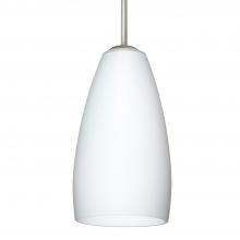  1BC-150907-LED-SN-L - Besa Chrissy Pendant Satin Nickel Opal Matte 1x9W LED, 15Ft. Cord