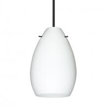  1BC-171307-LED-BK-L - Besa Pendant Pera 6, Black Finish, Opal Matte 1x5W LED, 15Ft Cord