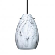  1BC-1713MG-LED-BK-L - Besa Pendant Pera 6, Black Finish, Marble Grigio 1x5W LED, 15Ft Cord