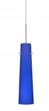  1BC-5674CM-LED-SN-L - Besa Camino Pendant Satin Nickel Cobalt Blue Matte 1x5W LED, 15Ft. Cord