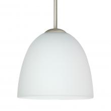  1BC-757207-LED-SN-L - Besa Sasha LED Pendant 1Bc Opal Matte Satin Nickel 1x9W LED, 15Ft. Cord