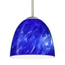  1BC-757286-LED-SN-L - Besa Sasha LED Pendant 1Bc Blue Cloud Satin Nickel 1x9W LED, 15Ft. Cord