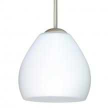  1BT-412207-LED-SN-L - Besa Bolla LED Pendant Opal Matte Satin Nickel 1x9W LED, 15Ft. Cord