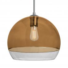  1JC-ALLY12AM-EDIL-SN - Besa, Ally 12 Cord Pendant, Amber/Clear, Satin Nickel Finish, 1x5W LED Filament