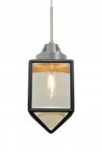  1JC-BRAVOBK-SN - Besa, Bravo Cord Pendant, Black/Gold Bubble, Satin Nickel Finish, 1x60W Medium Base