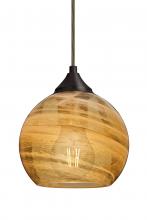  1JC-JILLYAM-EDIL-BR - Besa, Jilly Cord Pendant, Vapor Amber, Bronze Finish, 1x5W LED Filament