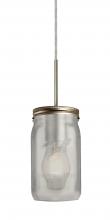  1JC-MILO4WF-EDIL-SN-L - Besa Pendant Milo 4 Satin Nickel White Frost 1x5W LED Filament, 15Ft. Cord