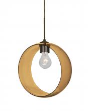  1JC-PLATOAM-BR-NI - Besa, Plato Cord Pendant, Amber, Bronze Finish, 1x60W Medium Base