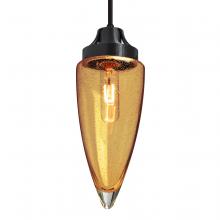  1JC-SULUAM-BK-L - Besa, Sulu Cord Pendant, Amber Bubble, Black Finish, 1x60W Medium Base, 15Ft. Cord