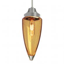  1JC-SULUAM-SN-L - Besa, Sulu Cord Pendant, Amber Bubble, Satin Nickel Finish, 1x60W Medium Base, 15Ft.