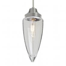  1JC-SULUCL-SN-L - Besa, Sulu Cord Pendant, Clear Bubble, Satin Nickel Finish, 1x60W Medium Base, 15Ft.