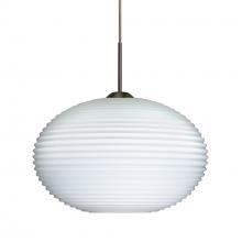  1JT-491207-BR-L - Besa Pendant Pape 10 Bronze Opal Ribbed 1x75W Medium Base, 15Ft. Cord