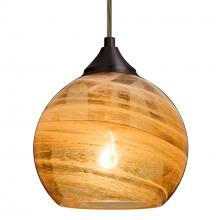  1JT-JILLYAM-BR-L - Besa, Jilly Cord Pendant, Vapor Amber, Bronze Finish, 1x60W Medium Base, 15Ft. Cord