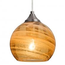  1JT-JILLYAM-SN-L - Besa, Jilly Cord Pendant, Vapor Amber, Satin Nickel Finish, 1x60W Medium Base, 15Ft.