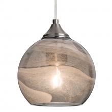  1JT-JILLYSM-SN-L - Besa, Jilly Cord Pendant, Vapor Smoke, Satin Nickel Finish, 1x60W Medium Base, 15Ft.