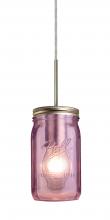  1JT-MILO4PL-EDIL-SN-L - Besa Pendant Milo 4 Satin Nickel Purple 1x5W LED Filament, 15Ft. Cord