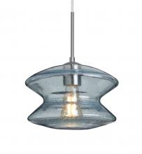  1JT-ZENBL-EDIL-SN - Besa, Zen Cord Pendant, Blue Bubble, Satin Nickel Finish, 1x8W LED Filament