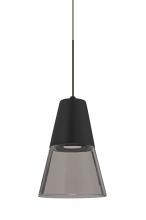  1XT-TIMO6BS-LED-BR - Besa, Timo 6 Cord Pendant,Smoke/Black, Bronze Finish, 1x9W LED