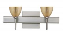  2SW-1758GF-LED-SN-SQ - Besa Divi Wall With SQ Canopy 2SW Gold Foil Satin Nickel 2x5W LED