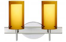  2SW-G44007-LED-CR - Besa Pahu 4 Wall 2SW Transparent Armagnac/Opal Chrome 2x5W LED