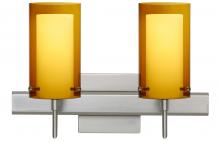 Besa Lighting 2SW-G44007-LED-SN-SQ - Besa Pahu 4 Wall With SQ Canopy 2SW Transparent Armagnac/Opal Satin Nickel 2x5W LED