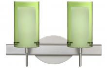  2SW-L44007-LED-SN - Besa Pahu 4 Wall 2SW Transparent Olive/Opal Satin Nickel 2x5W LED