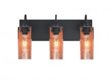  3WG-DUKECF-BK - Besa Duke Vanity, Copper Foil, Black Finish, 3x60W Medium Base