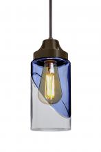  J-BLINKBL-EDIL-BR - Besa, Blink Cord Pendant For Multiport Canopy, Trans. Blue/Clear, Bronze Finish, 1x4W