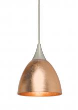  RXP-1758CF-LED-SN-L - Besa Divi Pendant, Copper Foil, Satin Nickel, 1x9W LED, 15Ft. Cord