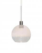  X-NEWTON6WC-LED-SN - Besa, Newton 6 Cord Pendant for Multiport Canopy, Milky White/Clear, Satin Nickel Fin