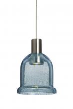  XP-KIBABL-LED-SN-L - Besa, Kiba Cord Pendant, Blue Bubble, Satin Nickel Finish, 1x3W LED, 15Ft. Cord