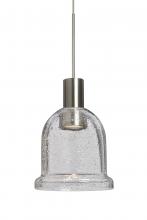  XP-KIBACL-LED-SN-L - Besa, Kiba Cord Pendant, Clear Bubble, Satin Nickel Finish, 1x3W LED, 15Ft. Cord