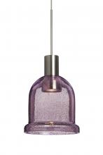  XP-KIBAPL-LED-SN-L - Besa, Kiba Cord Pendant, Plum Bubble, Satin Nickel Finish, 1x3W LED, 15Ft. Cord