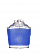  XP-PIC6BL-SN-L - Besa Pendant Pica 6 Satin Nickel Blue Sand 1x50W Halogen, 15Ft. Cord