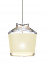  XP-PIC6CR-SN-L - Besa Pendant Pica 6 Satin Nickel Creme Sand 1x50W Halogen, 15Ft. Cord