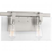  P300106-009 - Glayse Collection Two-Light Brushed Nickel Clear Glass Luxe Bath Vanity Light